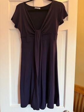 Soprano Plum Faux Tie-Front V-Neck Midi Dress